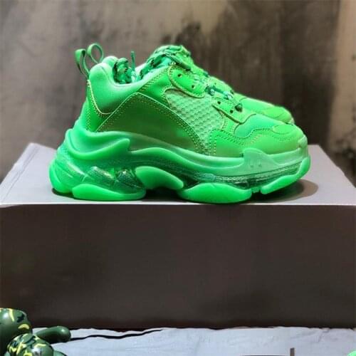 Green Platform Sneakers For Women Shoes Ins Dad Shoes Luxury Mesh Trainers Transparent Sole Lace Up Ladies Shoes Zapatos Mujer