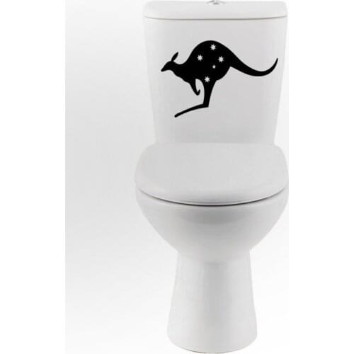 Cute Australian Kangaroo Toilet Sticker Decals Home Door Decor Vinyl Wall Art Bathroom Removable Adhesives Poster S-73