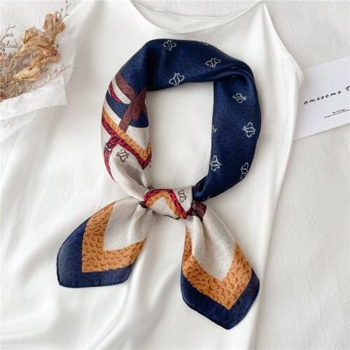 Fashion Silk Shawl Satin Square Scarf For Women Neckerchief Female Headscarf Print Foulard Hijab Headband Hair Wrap Bandana 2021