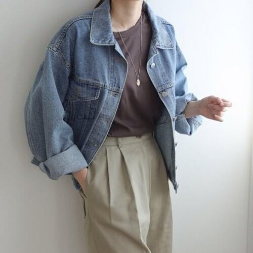 Fashion Single Breasted Denim Jackets Women 2021 Autumn Loose Casual Full Sleeve Jeans Female Basic Jacket Coats Outerwear WJ170