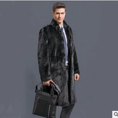 B Men Winter Coats 2020 New Fashion Faux Fox Fur Mens velvet coat fur coat winter Long Outwears Thick Plus Size Fur Overcoats