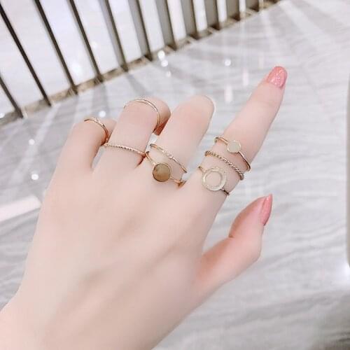 Creative girl hip hop vintage ring combination trend multi style fashion metal women ring sets