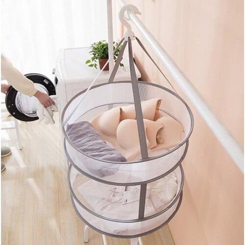 Box New Double-layer Clothes Dryer Basket Foldable Windproof Underwear Drying Net Multi-purpose Clothes Drying Rack Basket