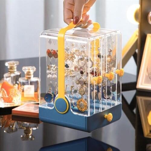 New jewelry storage box earrings display shelf dustproof with drawer necklace jewelry accessory organizer case gift for lady