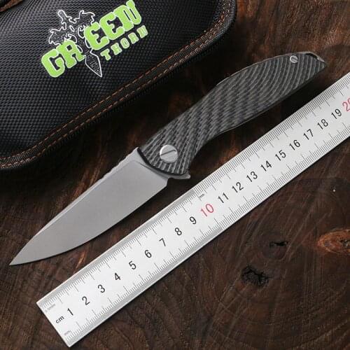 Green thorn hation zero flipper d2 carbon fiber + TC4 titanium knife CF camping knob bag fruit practical knife survival EDC tool