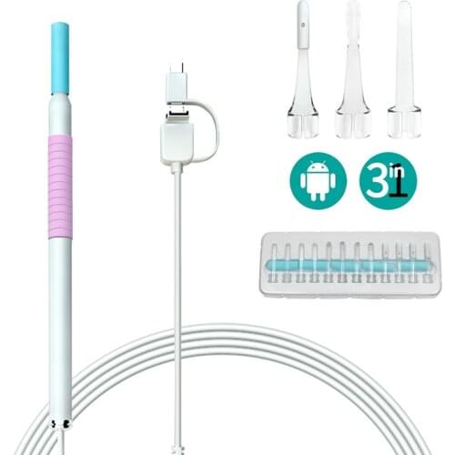 Android IPhone WIFI Otoscope Ear Health Care Inspection Video Visual Camera HD720P Wireless 3in1 Endoscope Camera for Ear Health