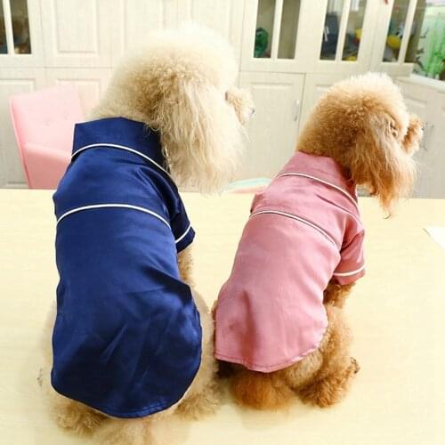 Pet Pajamas British French Style Silk Soft Sleepwear Clothing For Small Dogs Cat Clothes Homewear Clothes New Pet Supplies