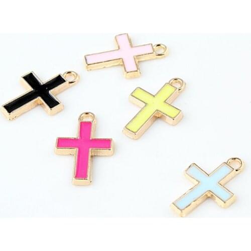 20PCS/Lot Hot Fashion Charms Cross Shape Enamel Charms For Jewelry Making Bracelet/Necklace/Earings Womens Accessories