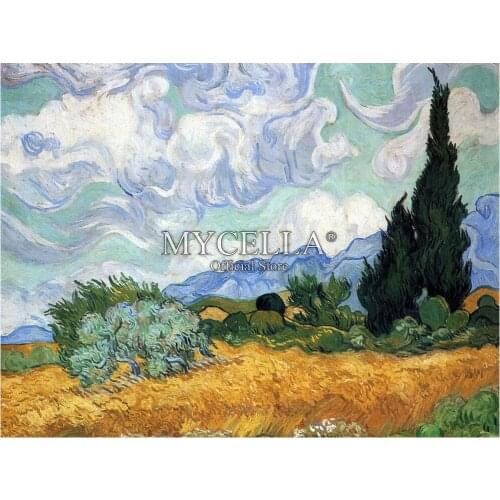 Full Mosaic Wheat Fields with Cypresses Handmade 5d Diy Diamond Painting Cross Stitch Diamond Embroidery Van Gogh Home Decor
