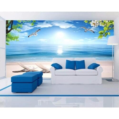 Custom photo wallpaper 3d wallpaper for walls 3 d Beach landscape murals tv background wall papers for living room decoration