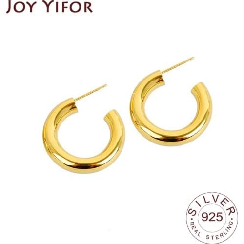 Real 100% 925 Sterling Silver Punk Hip-Hop Cuba Chain Gothic Studs Earrings for Fashion Women Simple Jewelry Accessories