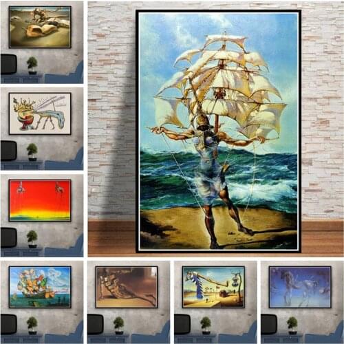 Retro Psychedelic Painting Salvador Dali Surrealism Canvas Painting Poster And Prints Wall Art Abstract Pictures For Home Decor