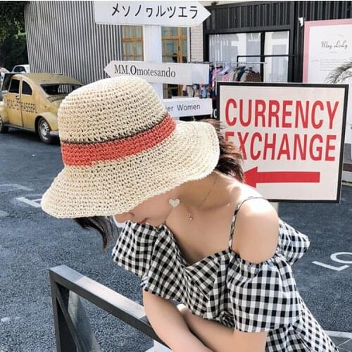 Korean Style Sun-Proof Sun-Proof Straw Hat Japanese Style Fisherman Hat Womens Summer Thin Online Red Sun Hat Trendy