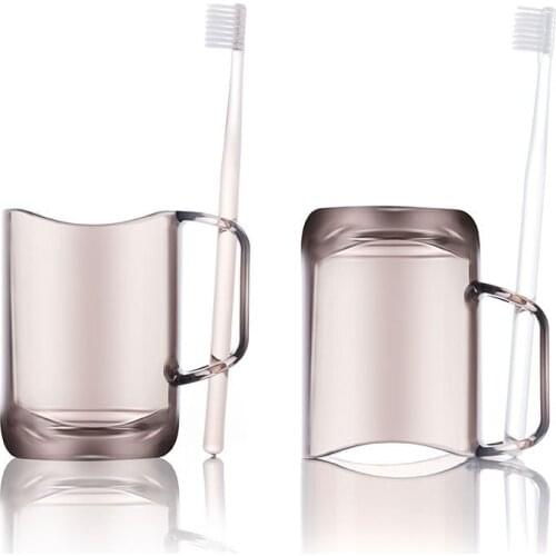 2pcs Transparent Toothbrush Cup Bathroom Tumbler Mouthwash Travel Toothbrush Holder Elegant Home Bathroom Accessories For Couple