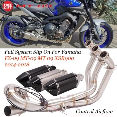Slip On For Yamaha FZ09 MT09 MT-09 FZ-09 Tracer 900 2014 To 2020 Motorcycle Full System Escape Middle Pipe Valve Assy Exhaust