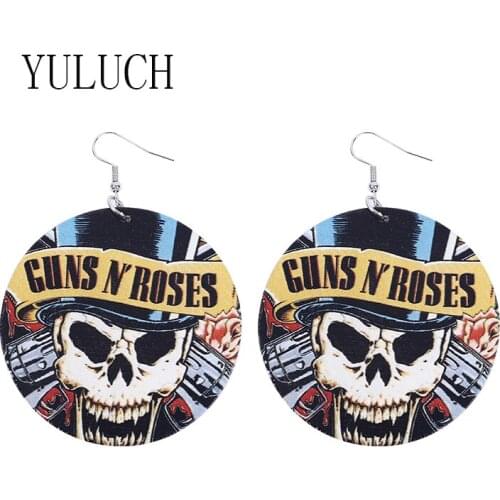 YULUCH Halloween Horror Wood Print Pendant Earrings for Woman Skull Pattern Accessories Girls Holiday Jewelry Party Wood earring