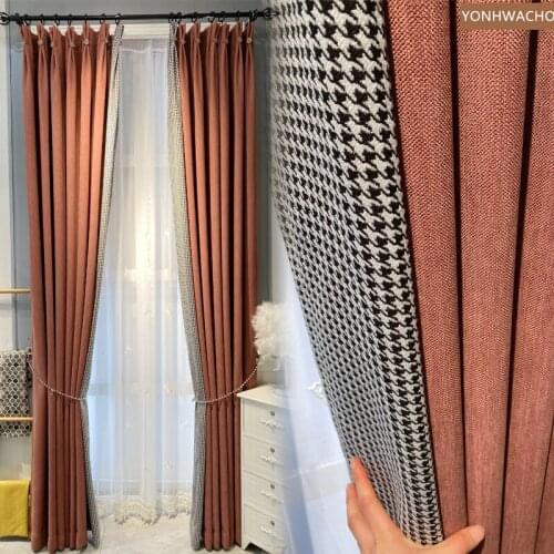Custom curtain Nordic style bedroom thick shading chenille simple modern America cloth blackout curtain tulle panel C225