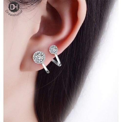 Dreamhonor New Popular 925 Sterling Silver Zirconia Clip Earrings For Women Non Piercing Earrings Jewelry