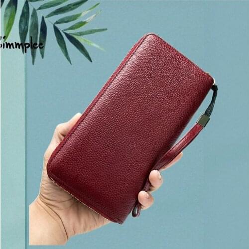 Womens Card Holder Wallet2021new Genuine Leather Solid Color Multi-functional Casual Ladys Wallet Fashion Trendy Clutch