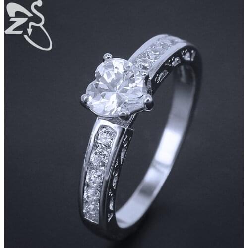 Heart Crystal Zircon Ring Female Wedding Ring Inlay AAA Cubic Zircon Rose Gold Silver Color Finger Ring for Women Gift