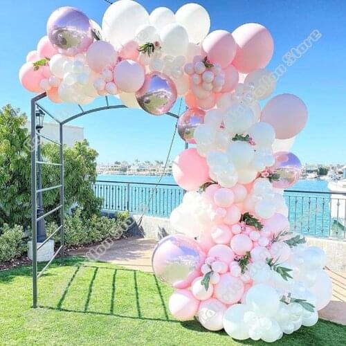 160pcs Birthday Party Wedding Maca Pink Latex Balloon Arch White 4D Pearl Pink Balloon Garland Baby Shower Celebration Decor