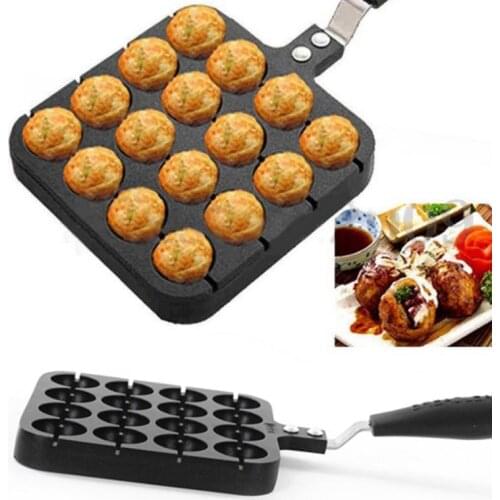 2 Pcs 16 Holes Aluminum Takoyaki Maker Grill Pan Octopus Ball Plate Home Cooking Baking Forms Mold Tray Baking Pan Kitchen Tools