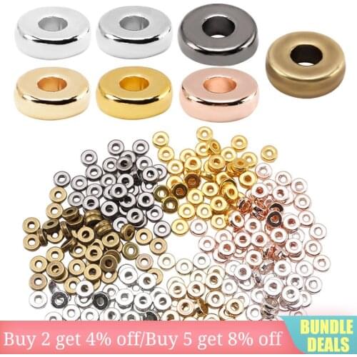 200 Pieces 6MM Flat Round Rondelle Spacer Beads Disc Spacer Loose Beads Jewelry Making Beads for DIY Bracelet Necklace Crafts