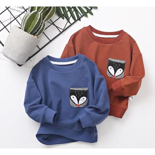 2020 Toddler Boys Hoodies Casual Fox Print Long Sleeves Sweatshirts For Girl Kids Clothing High Quality Children Shirt 1-5 Years