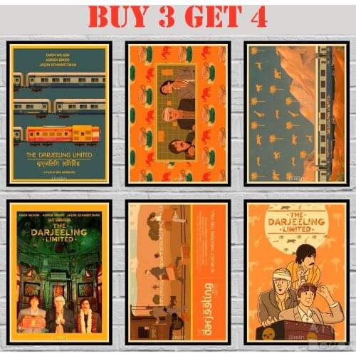 23 Designs Wes Anderson Movie The Darjeeling Limited Kraft paper Poster Home Decal Art Painting Wall Sticker 42X30cm