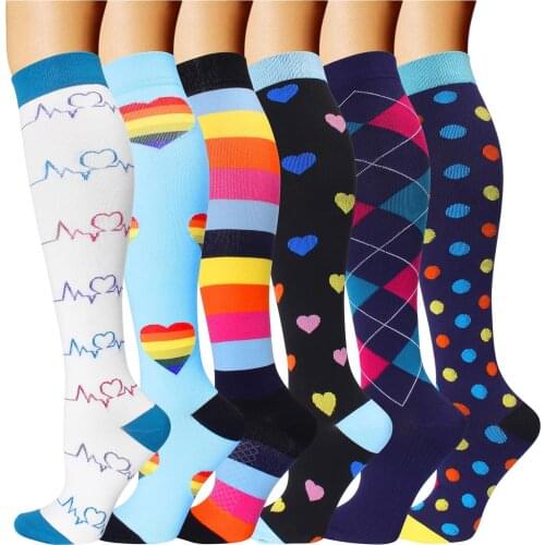 30 Styles Men Women Compression Socks Fit For Sports Happy Compression Stocking For Anti Fatigue Pain Relief Knee High Stockings