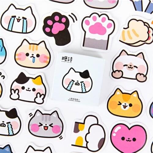 45pcs Kawaii Kitty Stickers Set Cartoon Cute Cat Claw Star Sticker Decoration Adhesive Post Diary Album Gift Sealing Paste A6536