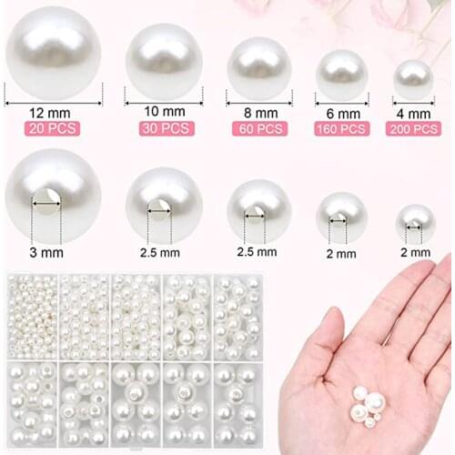 470Pack Loose Beads with Hole 4mm 6mm 8mm 10mm 12mm DIY Choker Repairing