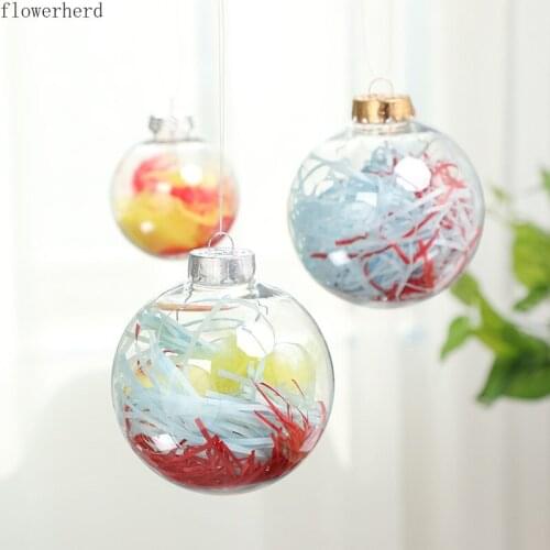 5pcs Hooded High Transparent Plastic Ball Christmas Shopping Mall Party Atmosphere Decoration Hollow Ball Pendant Home Decor