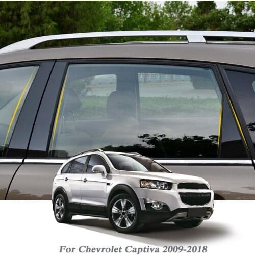 6pcs Car Styling For Chevrolet Captiva 2009-2018 Car Window Trim Sticker Middle Column Stickers PVC External Accessories