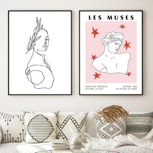 Aphrodite Print Abstract Artwork Statue Bust Greek Style Poster Wall Art Line Drawing Black White Art Canvas Painting Home Decor