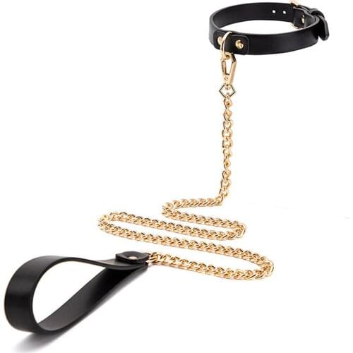 BDSM Bondage Sex Slave Collar With Leash PU Leather Fetish Slave Harness Choker Necklace SM Collar Restraints Sex Toy For Adults