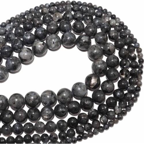 Free Shipping Natural Stone Black Labradorite Stone Round Beads 4 6 8 10 12 MM Pick Size For Jewelry Making Charm Diy Bracelet