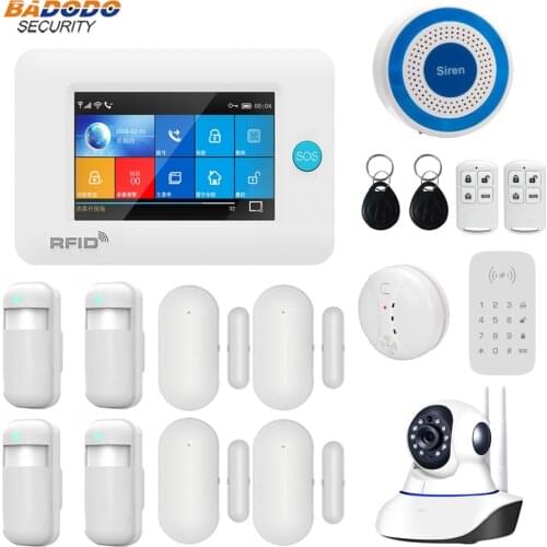 Wireless WiFi GSM GPRS intelligent home Alarm system 4.3 inch Touch Screen APP remote control for smart Home Security alarm