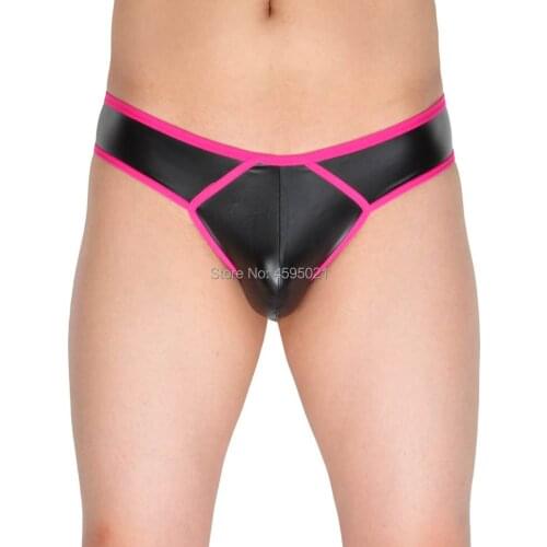 Sexy Mens Male Boxer Underwear Faux Leather Jockstrap Underwear Erotic Boxers Male Lingerie Elastic Underpants Cueca