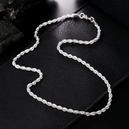Hot noble fine 4MM rope chain 925 Sterling Silver Necklaces for woman men classic luxury Jewelry Popular party Holiday gift