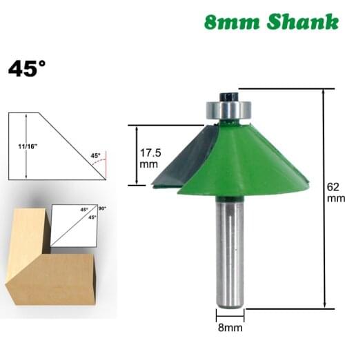 1PC 8MM Shank Milling Cutter Wood Carving Wood 45 Degree Chamfer Router Bit Bevel Edging Milling Cutter for Wood Woodorking