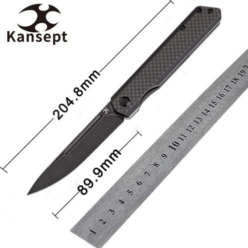 Kansept Prickle T1012A3 Pocket Knife 3.53'' 154CM Blade Carbon Fiber Handle Tactical Camping Folding Knife Front Flipper