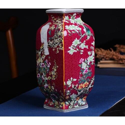 Jingdezhen Ceramic Vase Antique Ching Ming Classical Flower Quartet Vase Chinese Household Collection Ceramic Decorative Vases