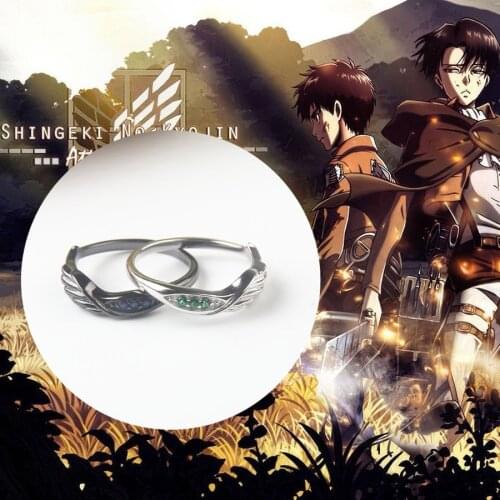 Anime Attack on Titan Eren Jager S925 Silver Finger Ring Cosplay Men Women Pendant Adjustable Ring Take Photo Props Xmas Gifts