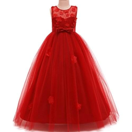2018 Summer Girls embroidery Flower Princess Sequined Dress Kids Wedding Drag Floor Party Dress For Children Princess Vestidos