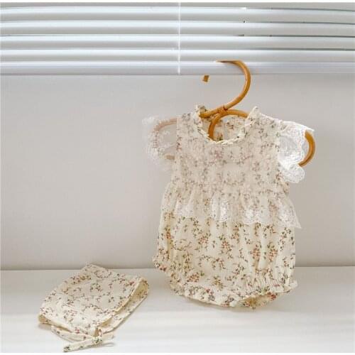 Summer Baby Romper Outfits Girls Net Yarn Floral Romper Newborn Baby Girl Clothes Infant Lace One-piece Cotton Jumpsuit 2021 New