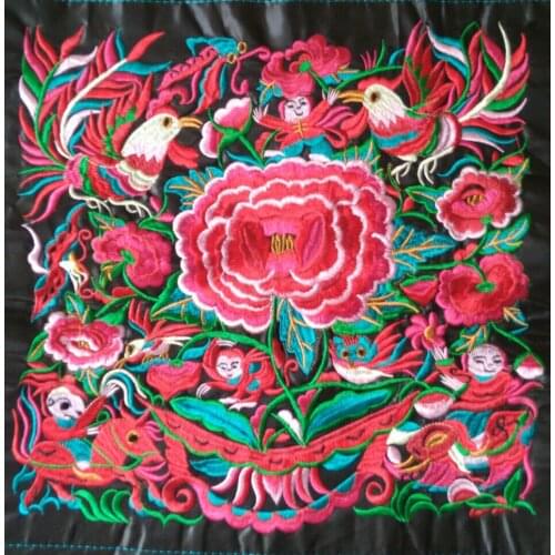Miao stitch satin fabric embroidery patch garment bag home textile applique trim ethnic nepal tribal india boho gypsy hmong DIY
