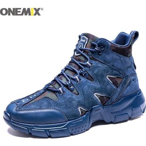 ONEMIX Men Military Boots High Top Waterproof Hiking Shoes Anti-Slip Outdoor Climbing Mountain Outdoor Camping Trekking Shoes