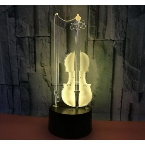 New Violin 3d Nightlight Seven Colourful Touch Remote controlled Led Desk Lamp Visual Light Gift Atmosphere 3d Table Lamp