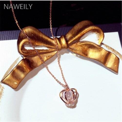 NAWEILY Exquisite Crown Pendant Necklaces New Fashion Simulated Pearl Short Clavicle Necklace Women Jewelry NWLN351